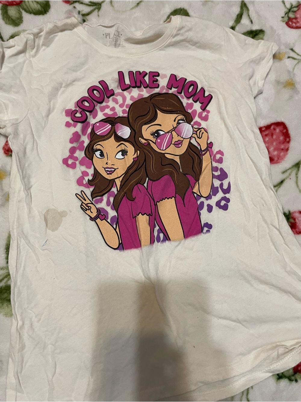 The Children's Place White Graphic Tee with Pink and Purple Accents